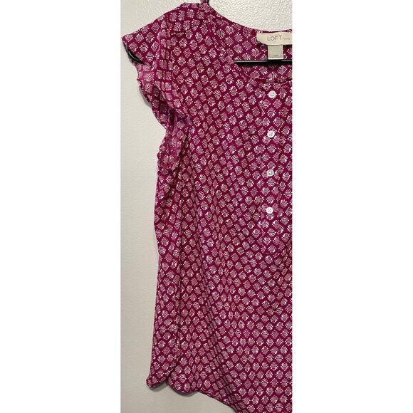 LOFT Petites Raspberry Ruffle Sleeve Blouse MP Chic & Feminine! - Picture 3 of 6